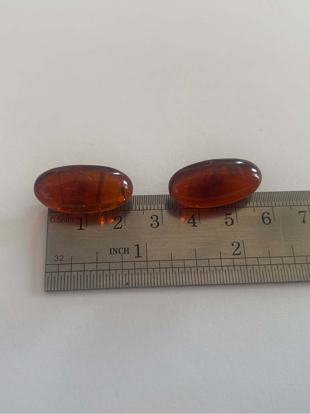Amber Oval Cabochon Artisan Pair Deep Honey Red Brown Real Amber Genuine Natural